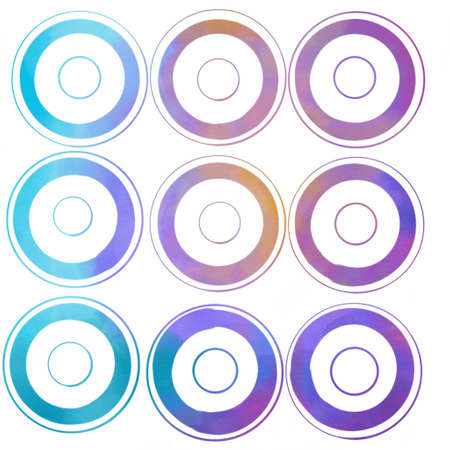 Watercolor set of circle colorfulの素材