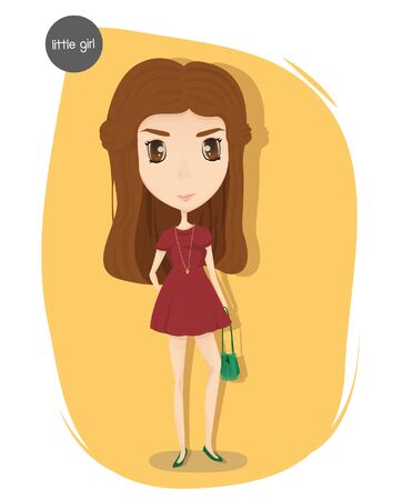 vector of woman in red dressのイラスト素材