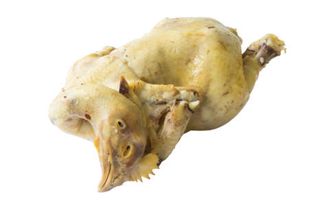boiled chicken isolated on a white backgroundの写真素材