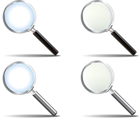 Realistic Glossy Magnifying Glass setのイラスト素材