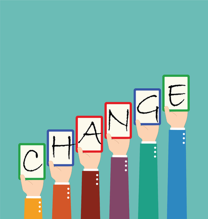 Businessman Hold Change Wording Tag Togetherのイラスト素材