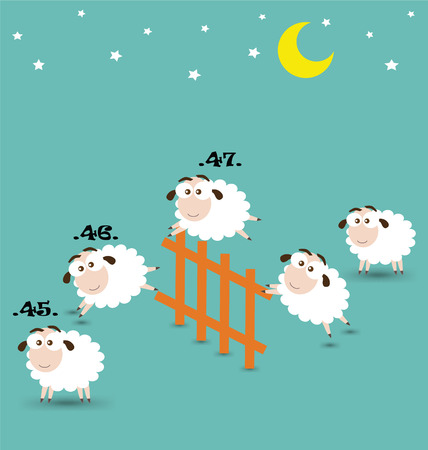 Counting Sheep Jumping Over the Fenceのイラスト素材