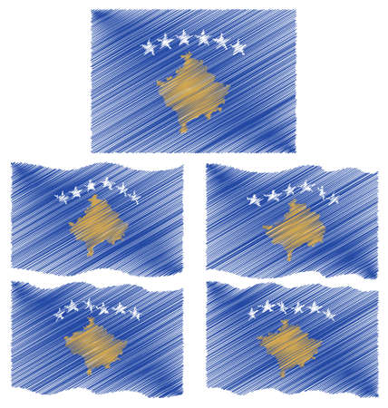 Flat and Waving Flag of Kosovoのイラスト素材