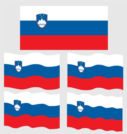 Flat and Waving Flag of Slovenia Countryのイラスト素材