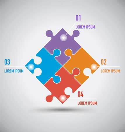 Four Puzzle Infographic Vector Templateのイラスト素材