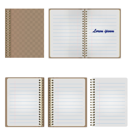 Set of Blank Realistic Spiral Notepad Notebook Isolated On White Backgroundのイラスト素材