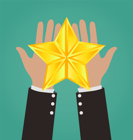 Businessman Hands Giving Gold Star, Success Conceptのイラスト素材