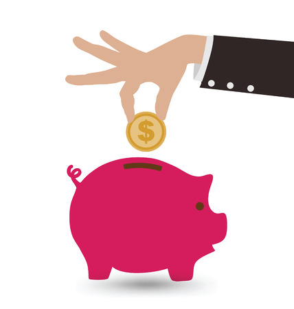 Business Hand With Piggy Bank and Coin, Finance Conceptのイラスト素材