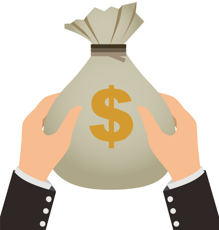 Businessman Holding A Money Bag Isolated On White Backgroundのイラスト素材