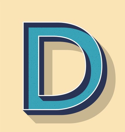 3D Letter D Retro Vector Text Style, Fonts Conceptのイラスト素材