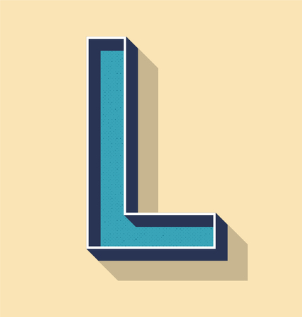 3D Letter L Retro Vector Text Style, Fonts Conceptのイラスト素材