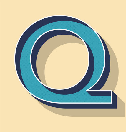 3D Letter Q Retro Vector Text Style, Fonts Conceptのイラスト素材