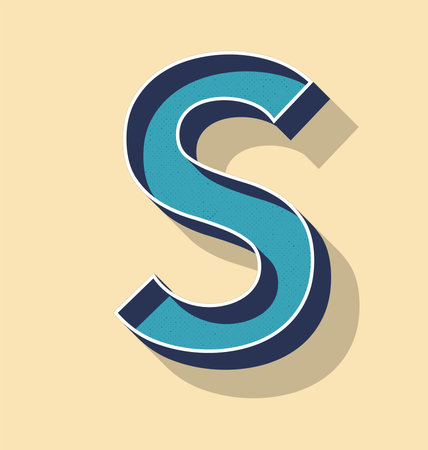 3D Letter S Retro Vector Text Style, Fonts Conceptのイラスト素材