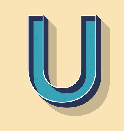 3D Letter U Retro Vector Text Style, Fonts Conceptのイラスト素材