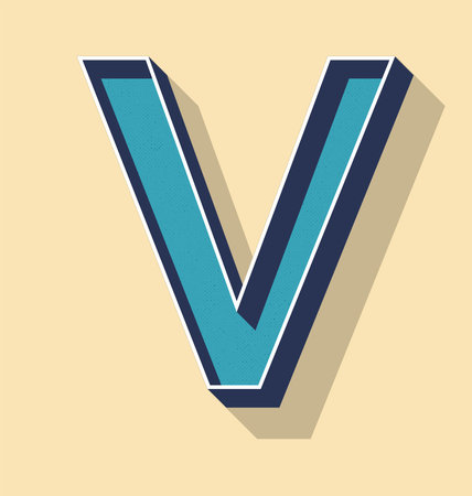 3D Letter V Retro Vector Text Style, Fonts Conceptのイラスト素材