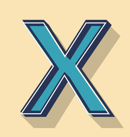 3D Letter X Retro Vector Text Style, Fonts Conceptのイラスト素材