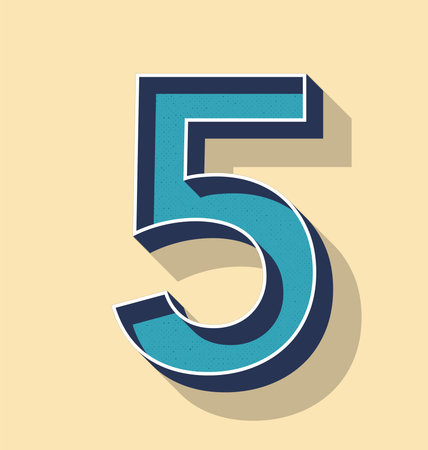 3D Letter 5 Retro Vector Text Style, Fonts Conceptのイラスト素材