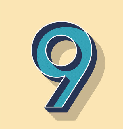 3D Letter 9 Retro Vector Text Style, Fonts Conceptのイラスト素材