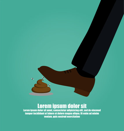 Man's Foot Stepping Into A Pile Of Dog Poop, Business Conceptのイラスト素材