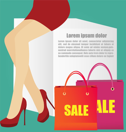Woman Legs With High Heels Shoes And Copy Space For Text, Business Conceptのイラスト素材