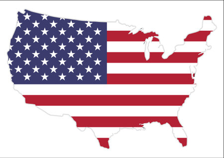 United States of America Map With Waving Flag, Cridit Map By Nasaのイラスト素材