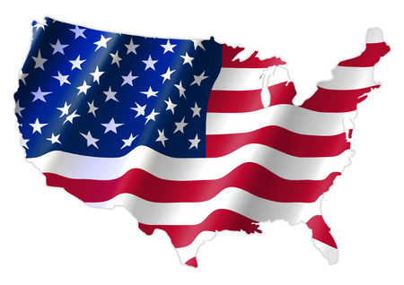 United States of America Map With Waving Flag, Cridit Map By Nasaのイラスト素材