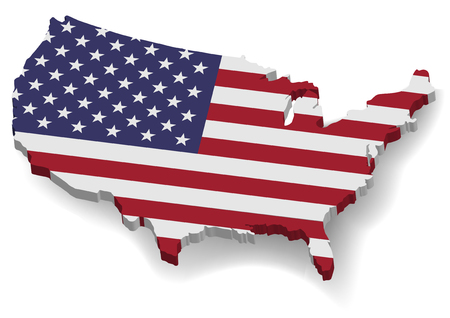 3D United States of America Map With Flat Flag, Cridit Map By Nasaのイラスト素材