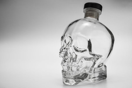 human crystal head skull bottle of vodkaの写真素材