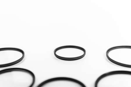 anysize of lens camera filters isolated on white backgroundの写真素材