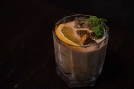 glass of coffee citrus cocktail very delicious and refreshmentの写真素材
