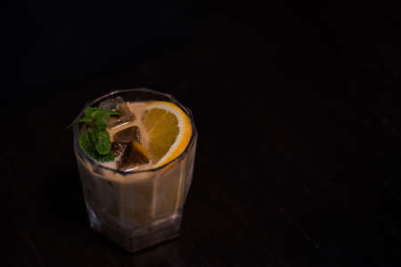 glass of coffee citrus cocktail very delicious and refreshmentの写真素材