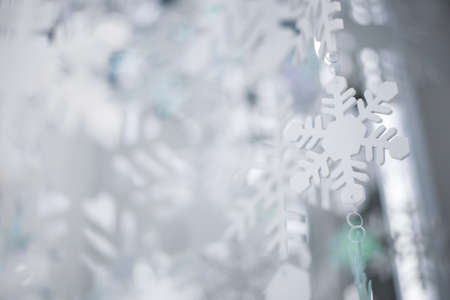 snowflake mobile hanger background for winter season or christmas celebrate festivalの写真素材