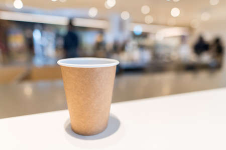 blank  brown paper hot coffee cup  ready for take awayの写真素材