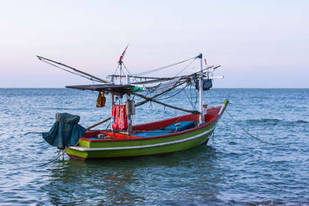 The green fishing boat in the blue seaのeditorial素材
