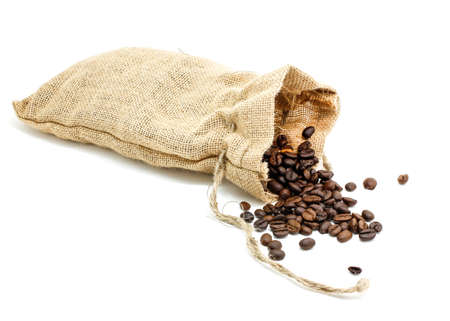 The Coffee bean bag on the white backgroundの写真素材
