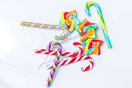 The candy stick on the white backgroundの写真素材