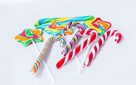 The candy stick on the white backgroundの写真素材