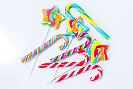 The candy stick on the white backgroundの写真素材