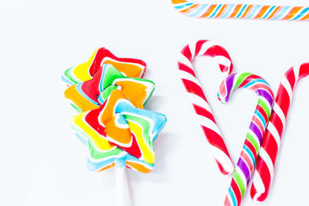 The candy stick on the white backgroundの写真素材
