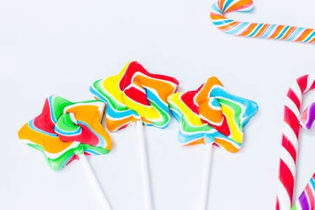 The candy stick on the white backgroundの写真素材