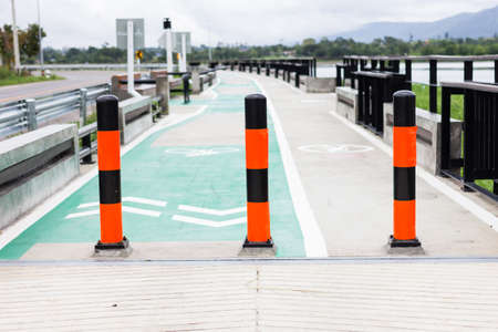 Bicycle lane with an arrow sign, select focusの写真素材