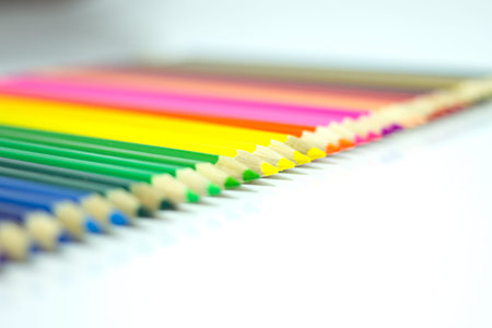 Color pencils isolated on white background.Close up