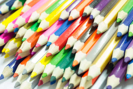 Color pencils isolated on white background.Close upの写真素材