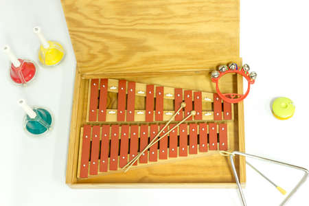 The glockenspiel in ensemble on the white background.の写真素材