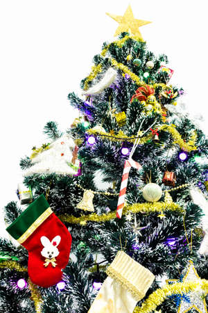 Christmas Tree and Gifts. Over white backgroundの写真素材