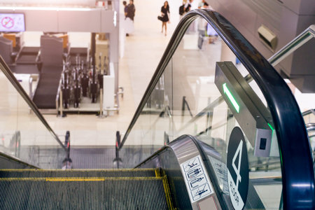 Top view of escalator in the airport