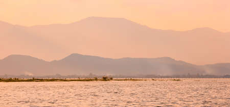landscape mountain near by Lake in the sweet toneの写真素材