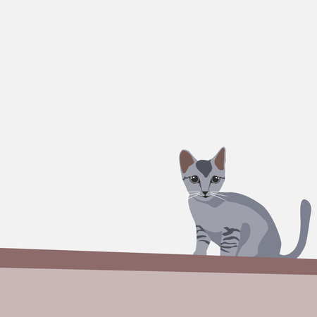 a cat sitting on a wall and staring right here illustration.