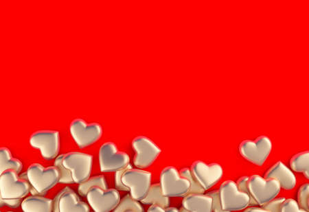 Many 3d heart shapes come together Like a warm and beautiful loveの写真素材