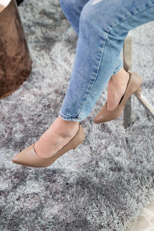 Beautiful feet for women who are beautiful whenever they are beautiful. Working feet or wearing them to travelの写真素材